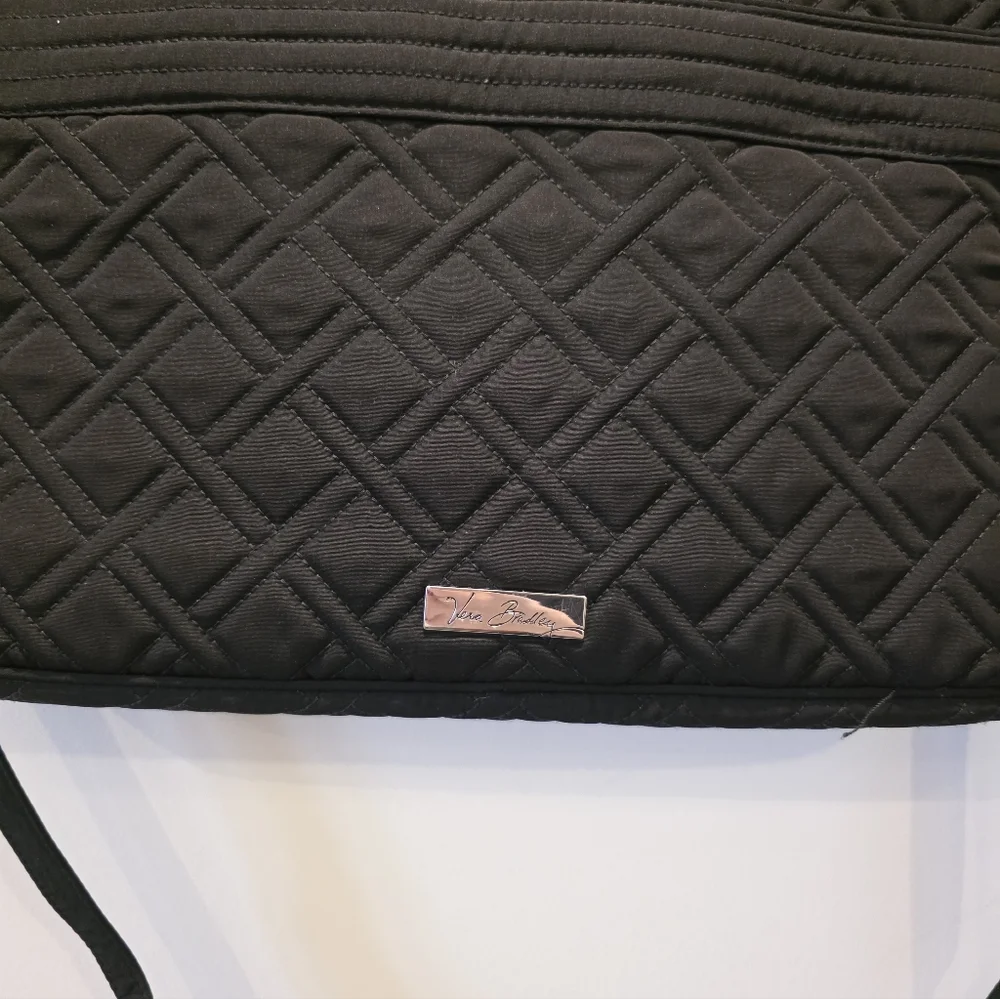 Vera Bradley Quilted Padded Laptop Bag Chain Strap Womens Black Preppy Chic
